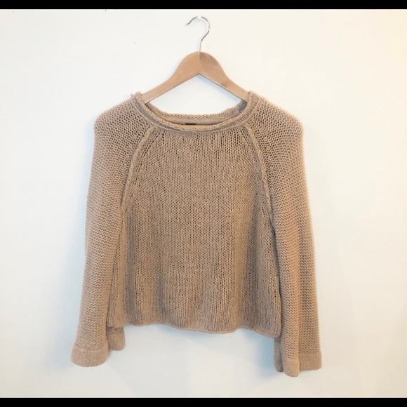 FREE PEOPLE Endless Stories cotton blend sweater | XS tan - Picture 1 of 5